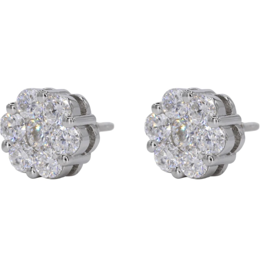 FLOWER 925 SILVER VVS MOISSANITE DIAMOND EARRINGS